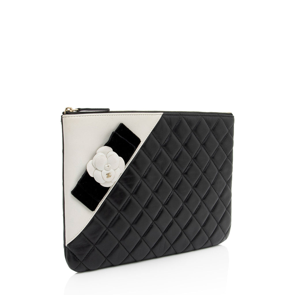 Chanel Lambskin Camellia Medium O-Case