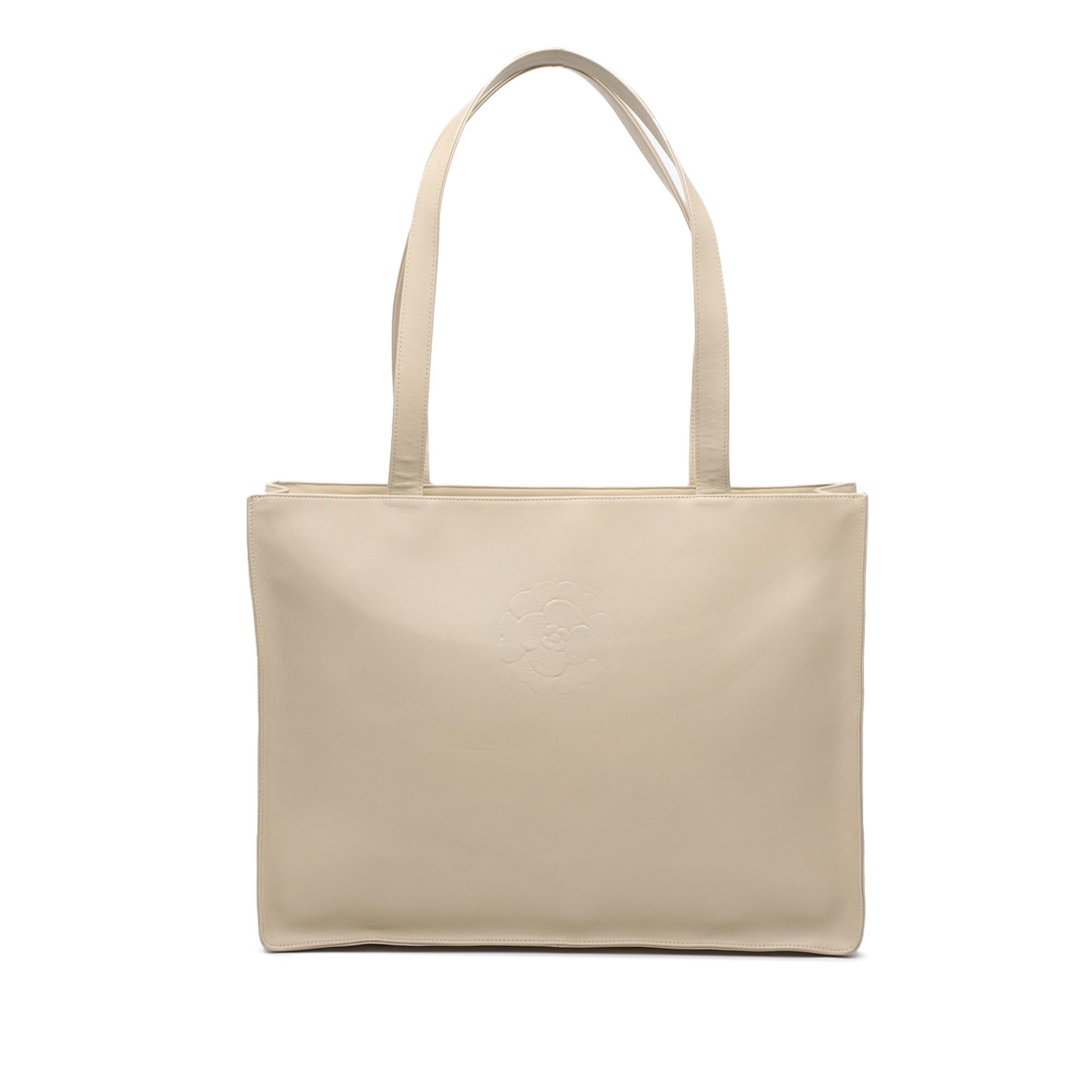 Chanel Lambskin Embossed CC Camellia Tote
