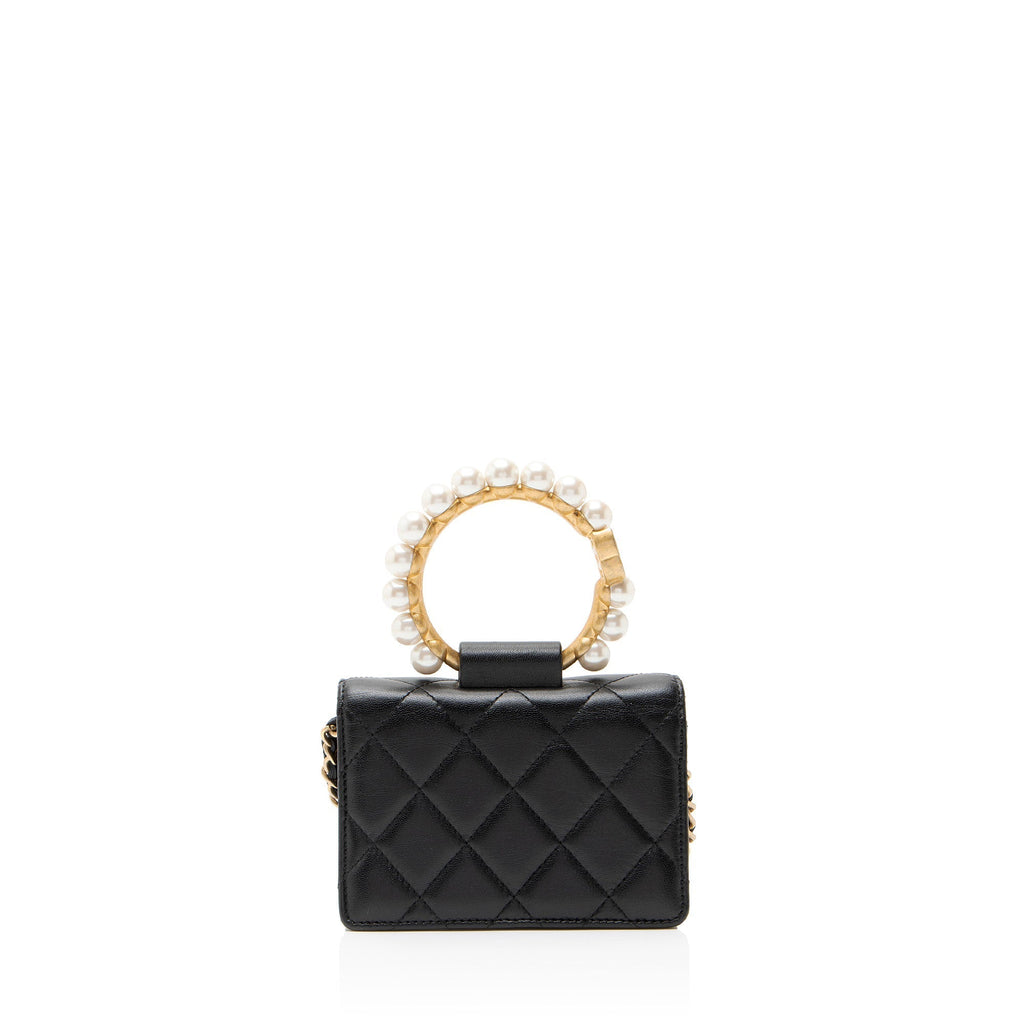 Chanel Lambskin Pearl Crown Clutch with Chain