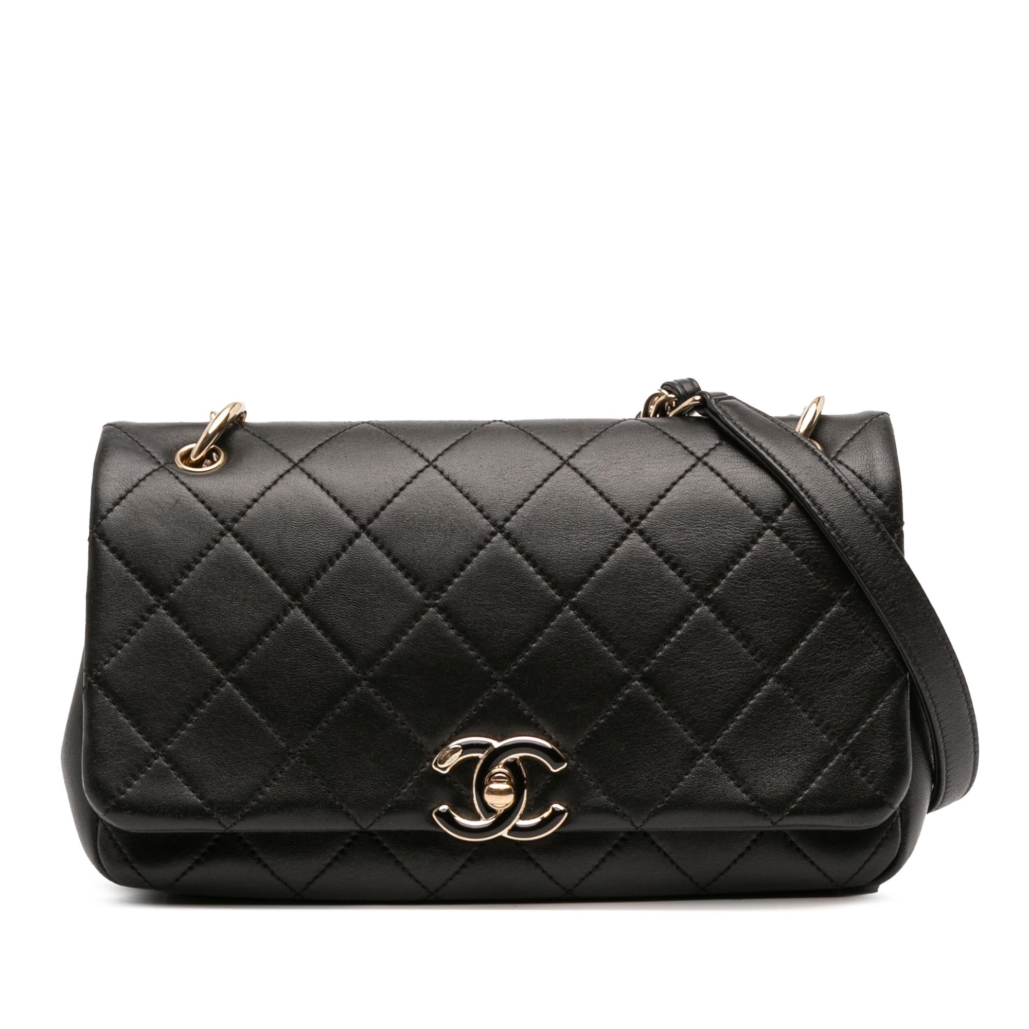 Chanel Large Lambskin Twist Chain Enamel CC Flap