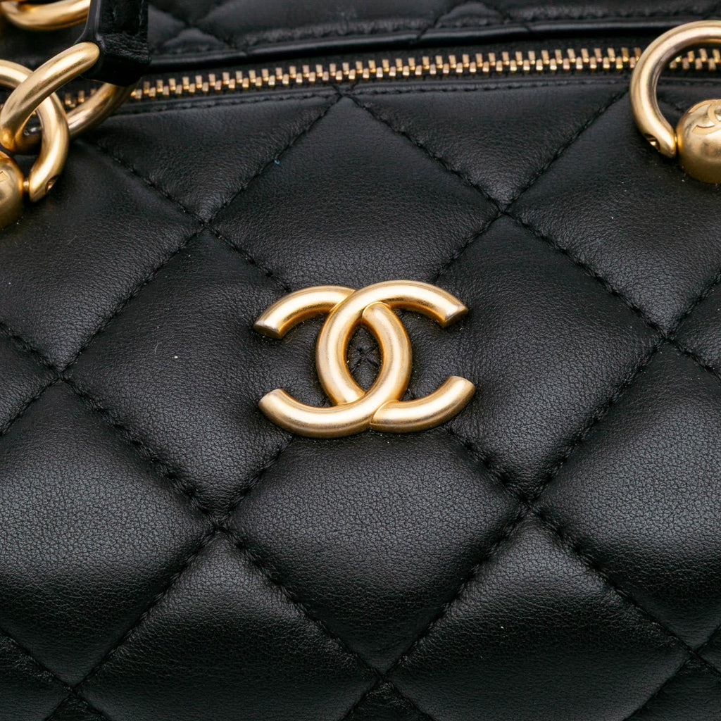 Chanel Métiers d'Art CC Quilted Lambskin Box Top Handle Satchel