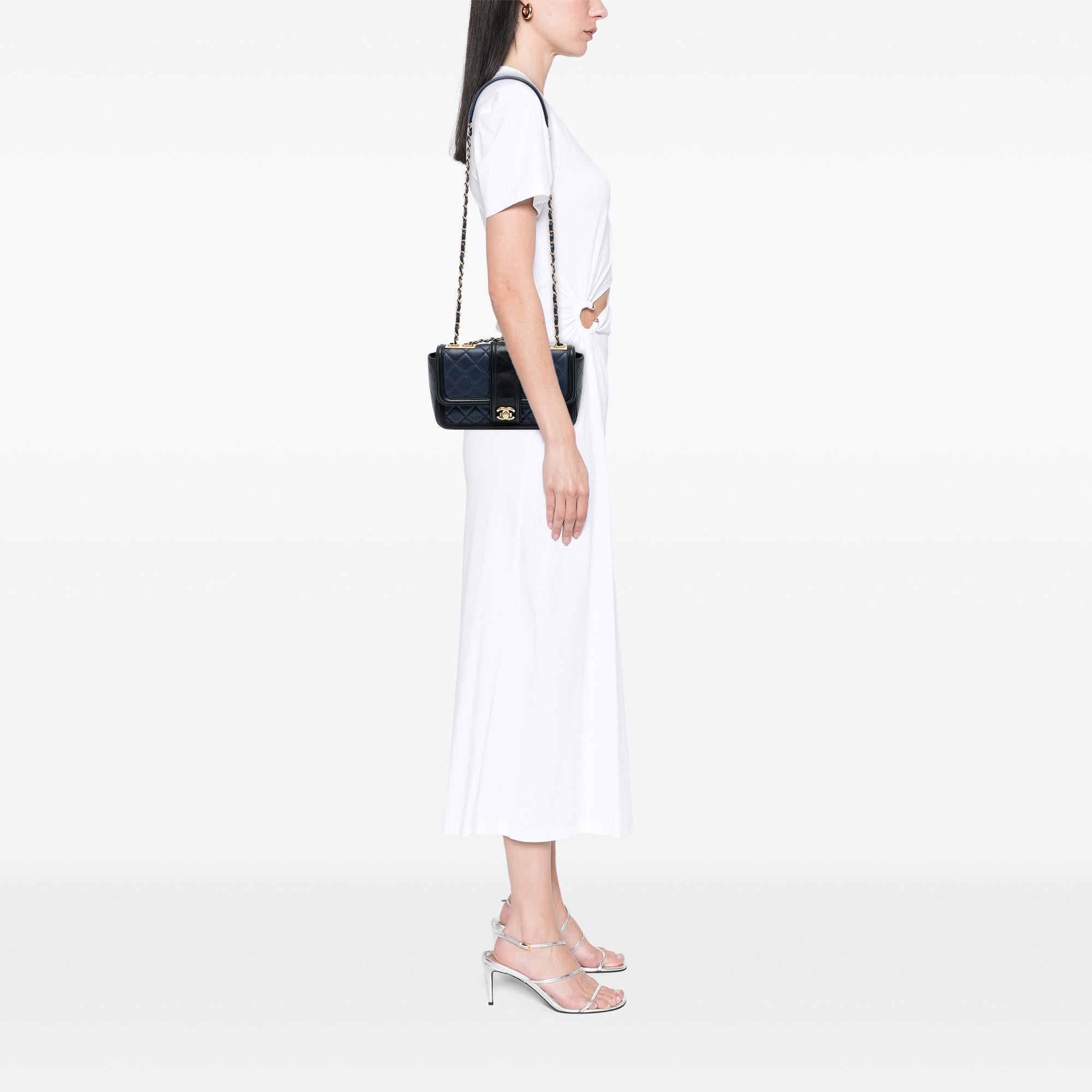 Chanel Medium Bicolor Quilted Lambskin Elegant CC Flap