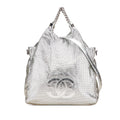 Chanel Medium Metallic Glazed Calfskin Perforated Rodeo Drive Satchel