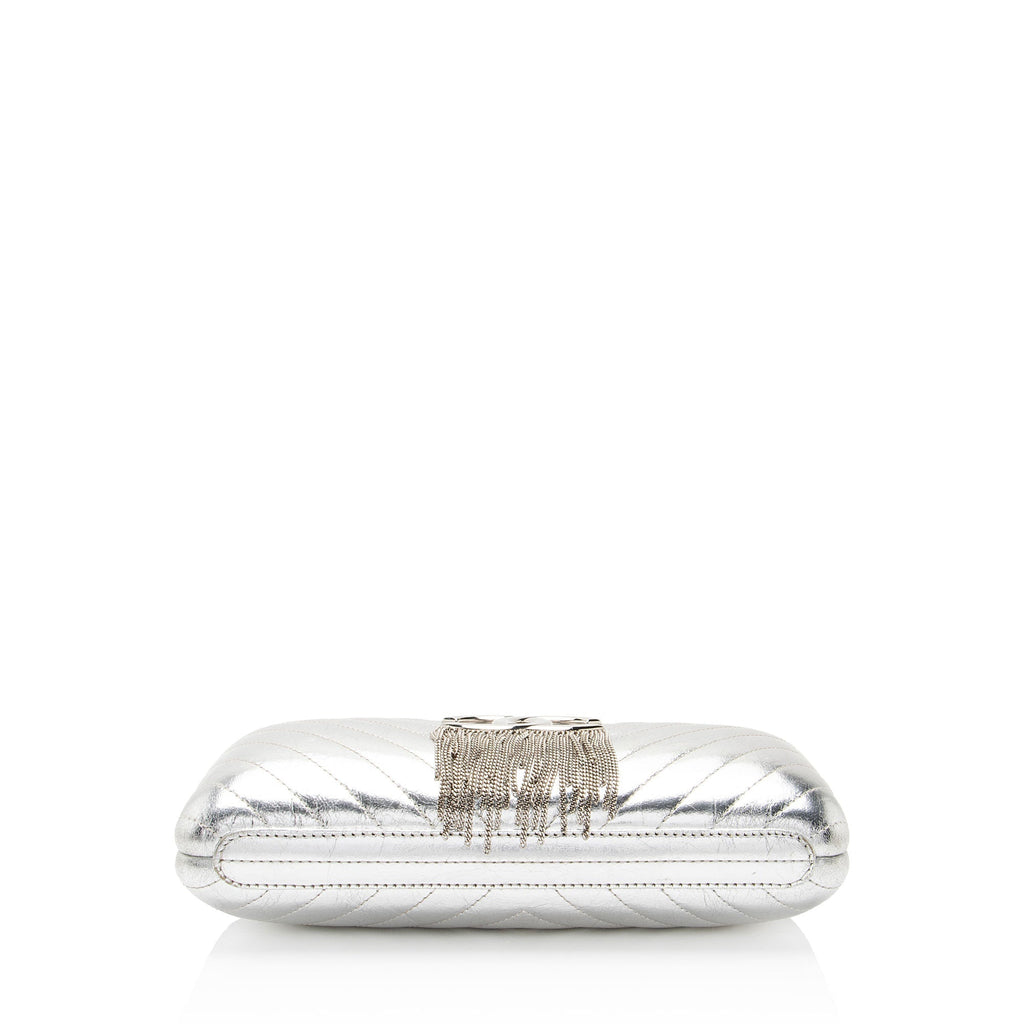 Chanel Metallic Crumpled Lambskin Fringe Clutch