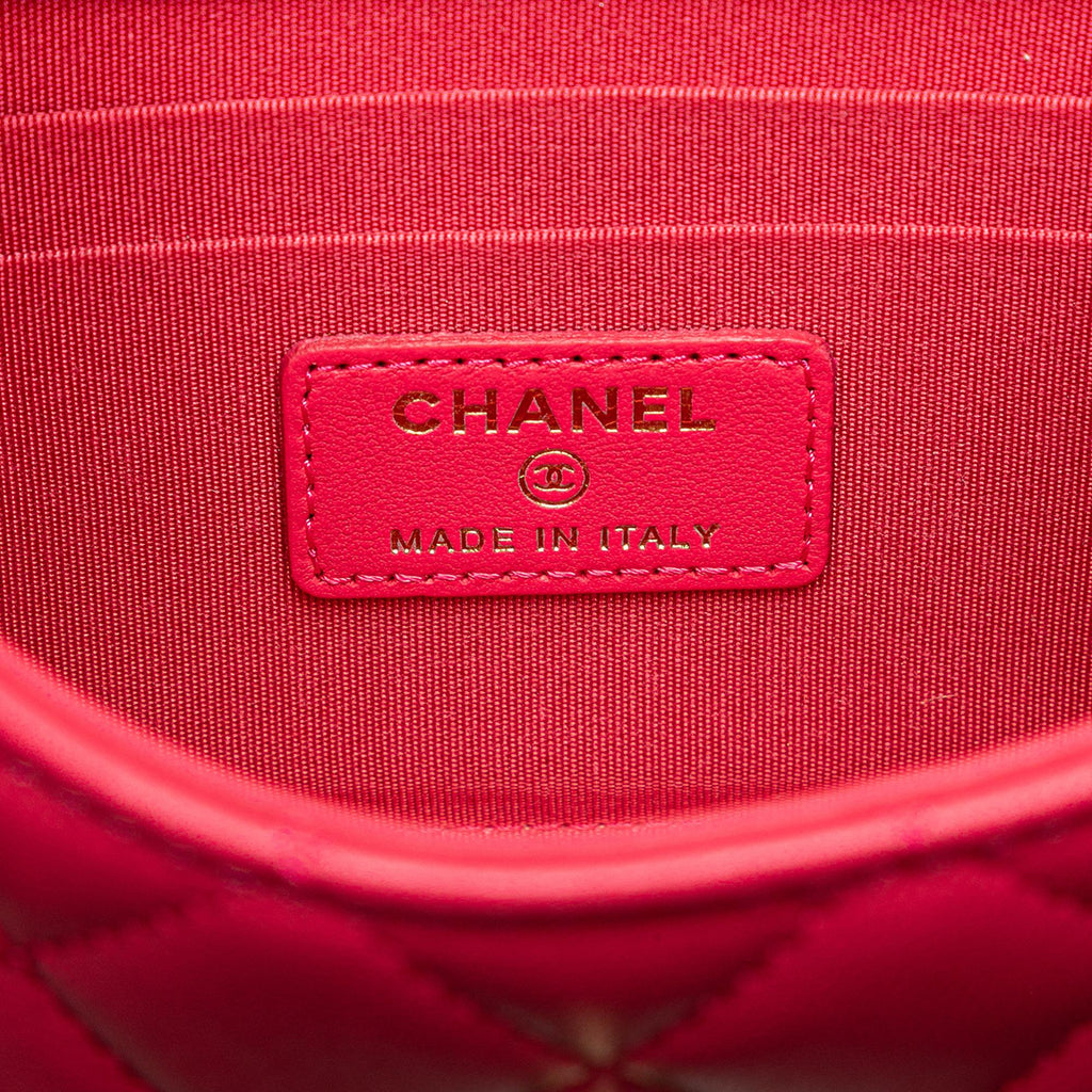 Chanel Mini Lambskin Trendy CC Clutch With Chain