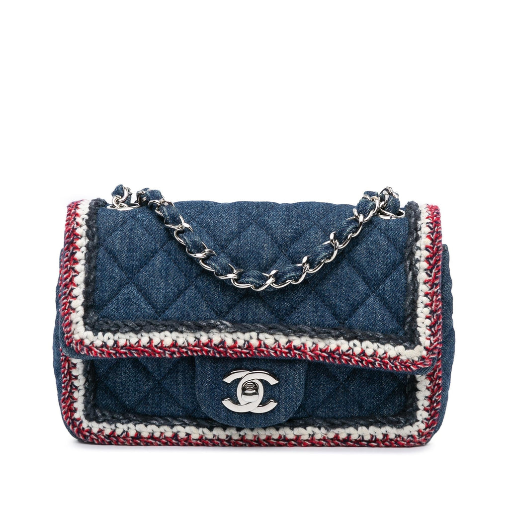 Chanel Mini Rectangular Classic Denim Tweed Framed Single Flap