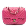 Chanel Mini Square Classic Chevron Lambskin Single Flap
