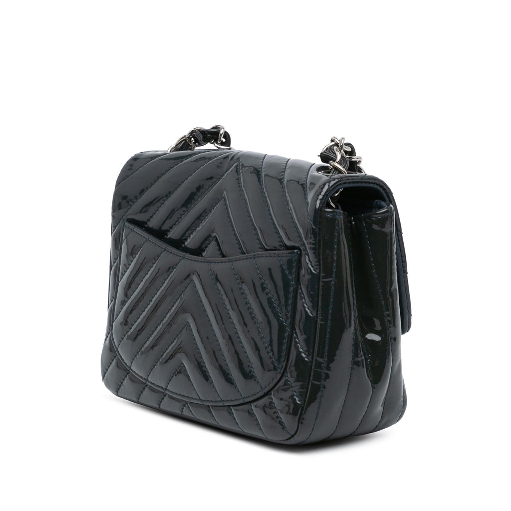 Chanel Mini Square Classic Chevron Patent Flap