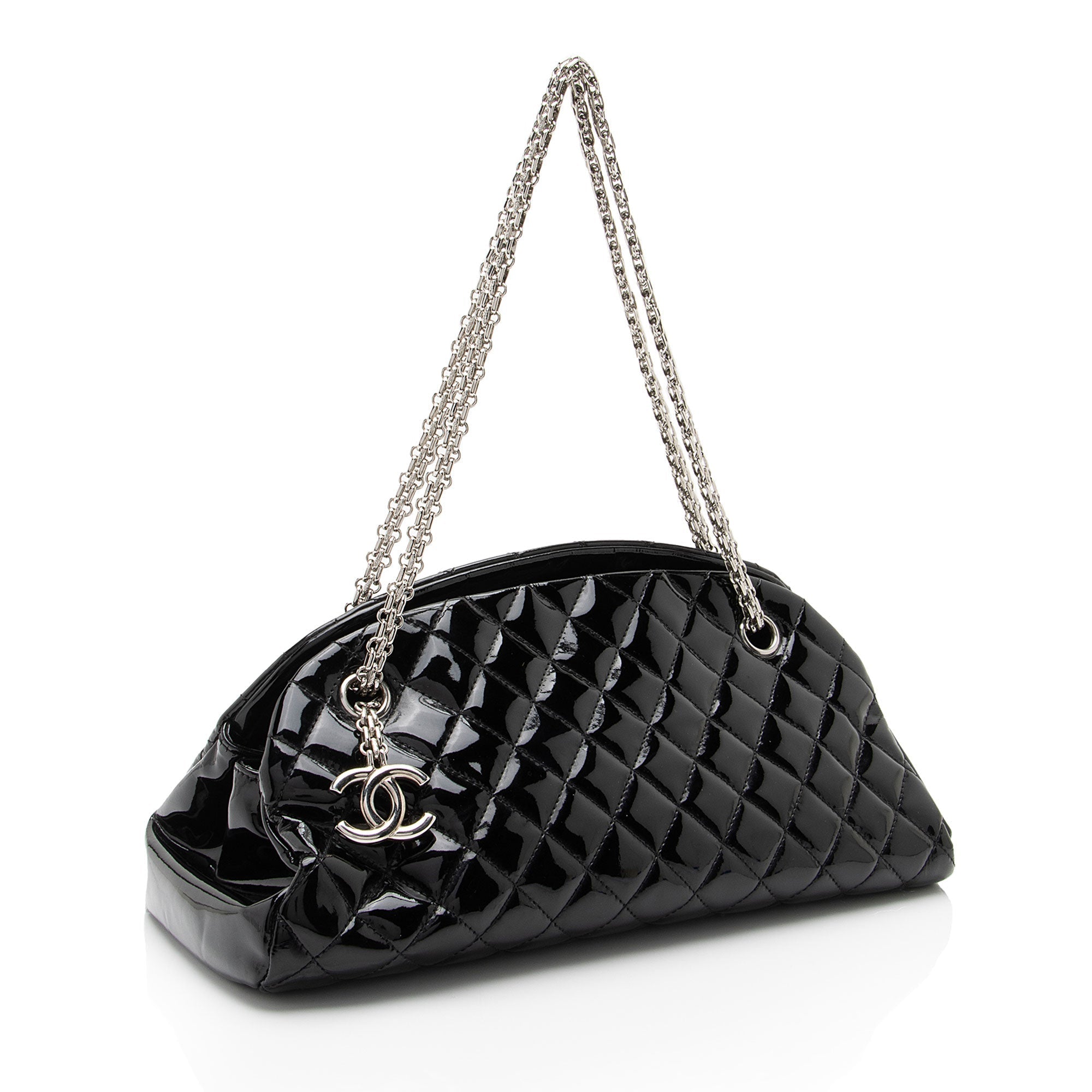 Chanel Patent Leather Just Mademoiselle Bowler Bag (SHF-HYGAdd)