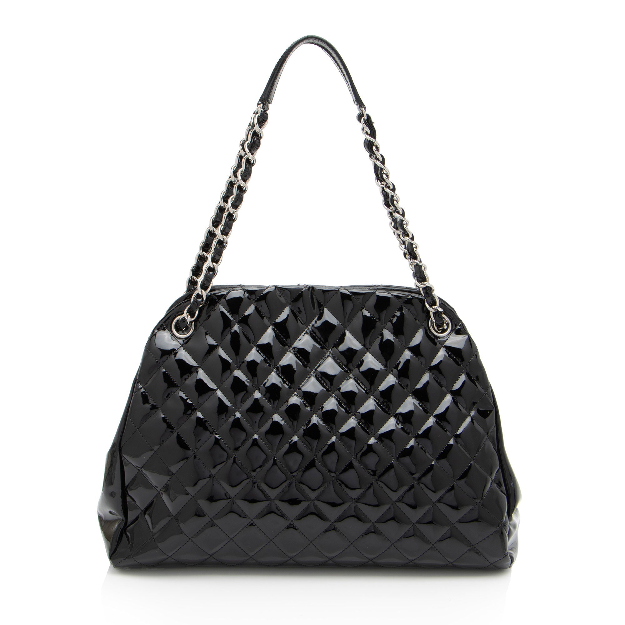 Chanel Patent Leather Just Mademoiselle Large Bowler Bag (SHF-ELuN7V)