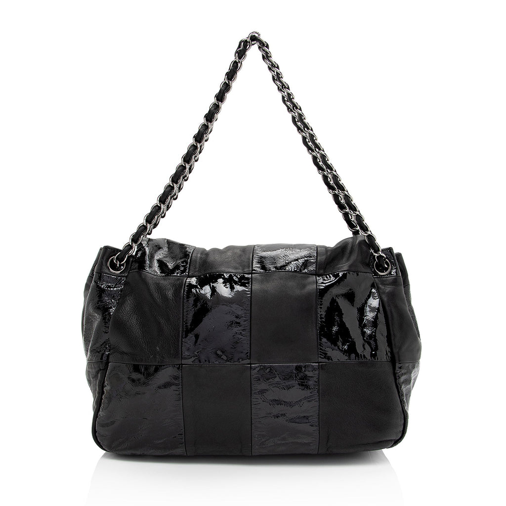 Chanel Patent Leather Lambskin Brooklyn Ligne CC Accordion Flap Bag (SHF-eIVXhx)
