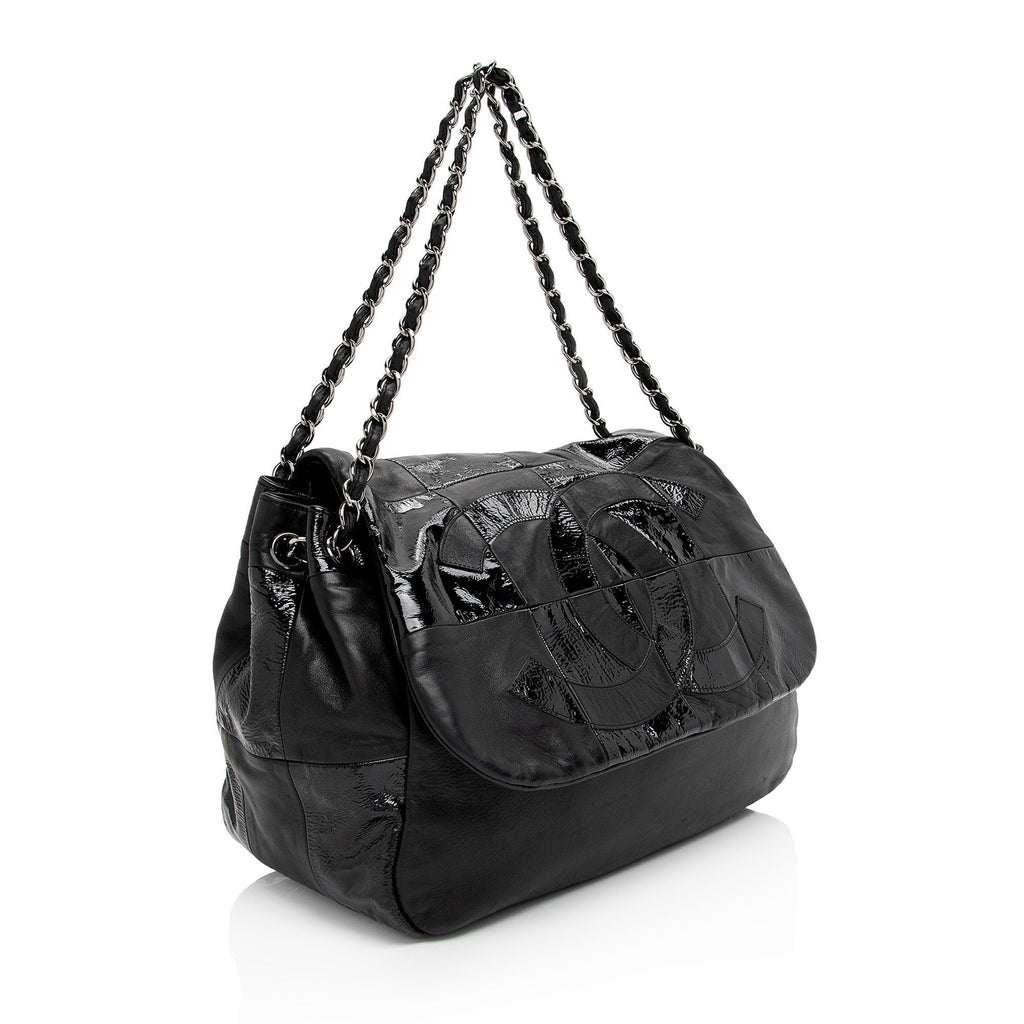 Chanel Patent Leather Lambskin Brooklyn Ligne CC Accordion Flap Bag (SHF-eIVXhx)