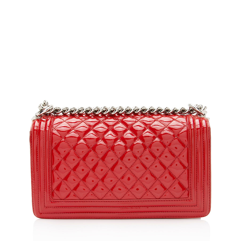 Chanel Patent Leather Plexiglass Old Medium Boy Bag