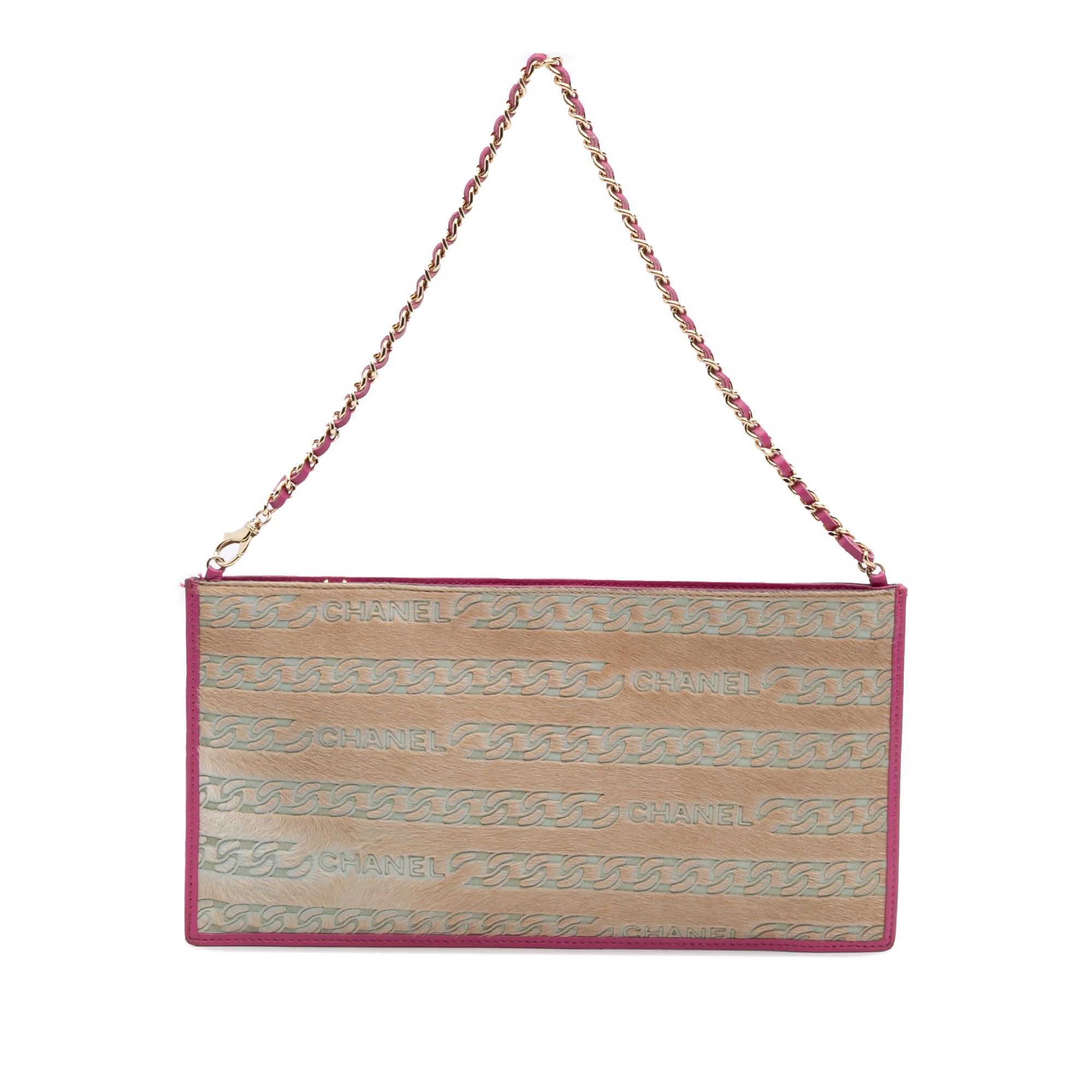 Chanel Pony Hair Logo Chain Pochette