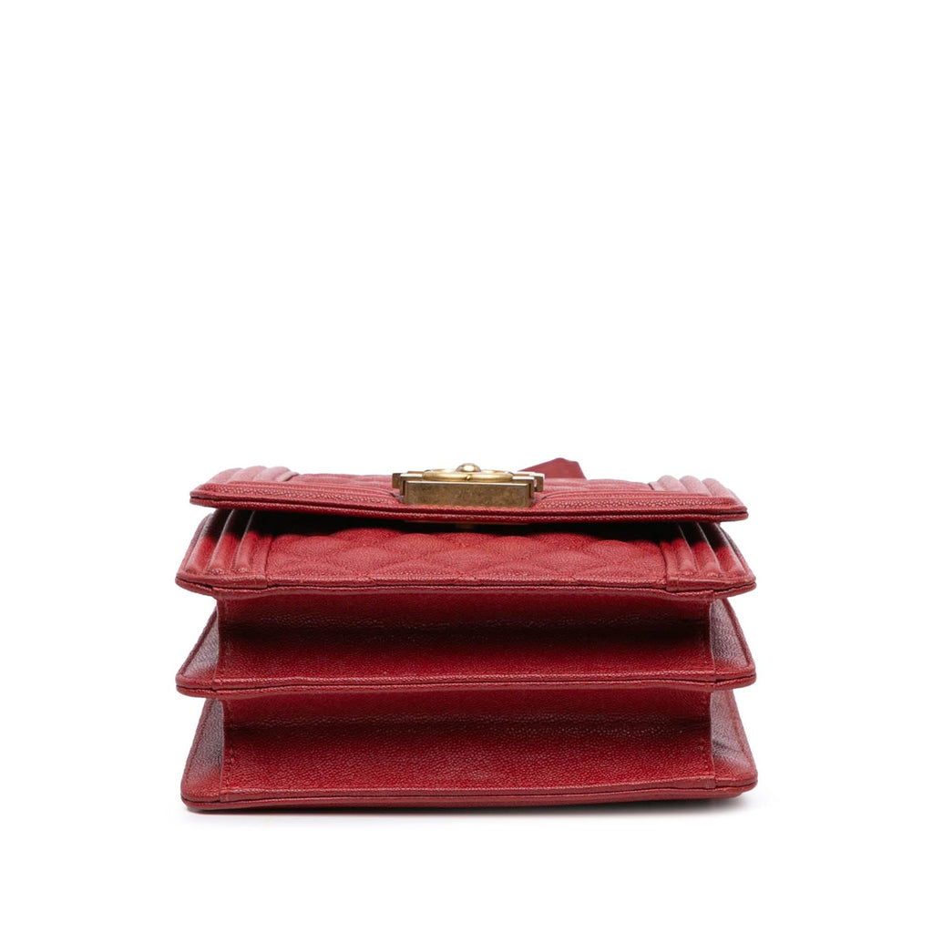 Chanel Quilted Caviar North South Boy Flap