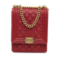 Chanel Quilted Caviar North South Boy Flap