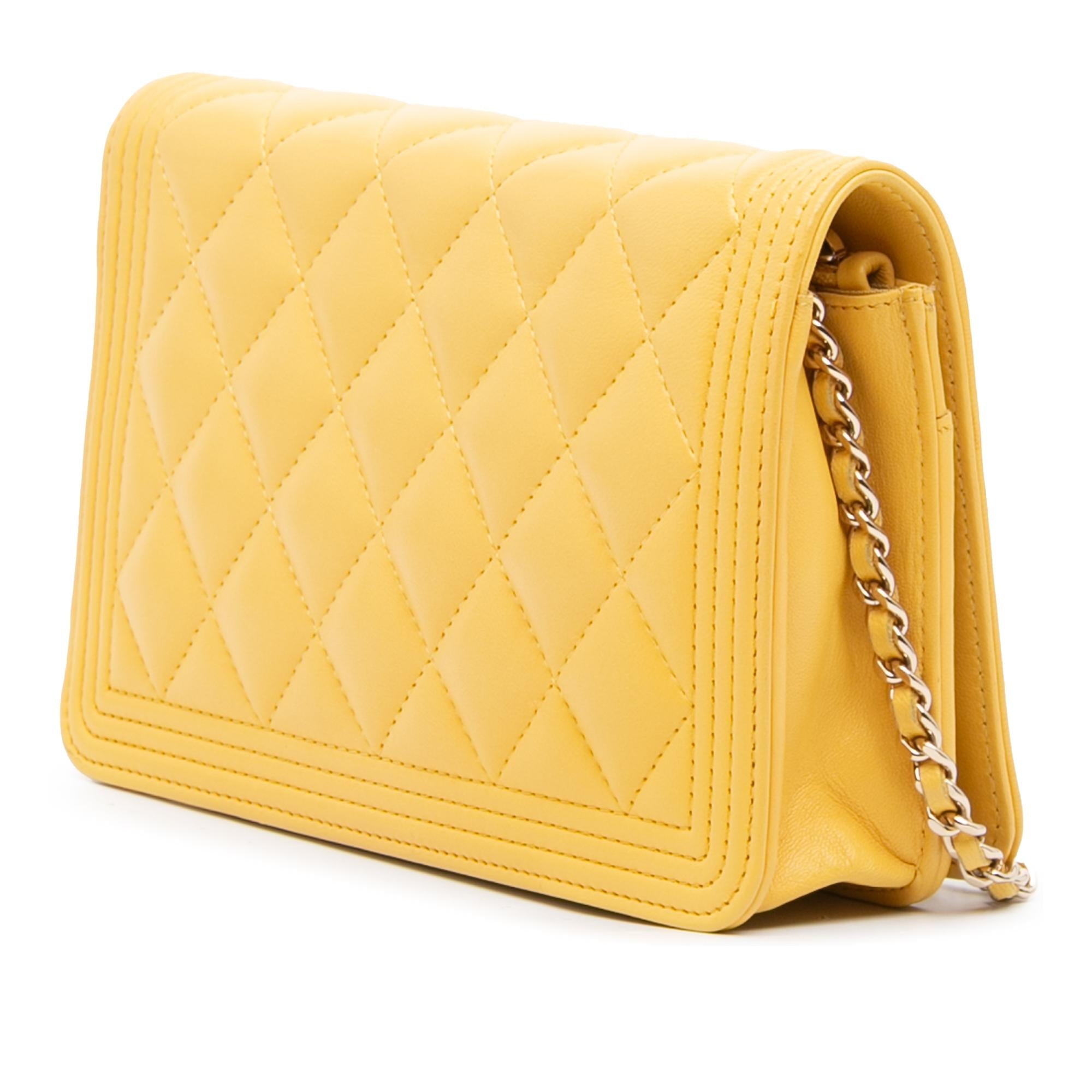 Chanel Quilted Lambskin Boy Wallet On Chain