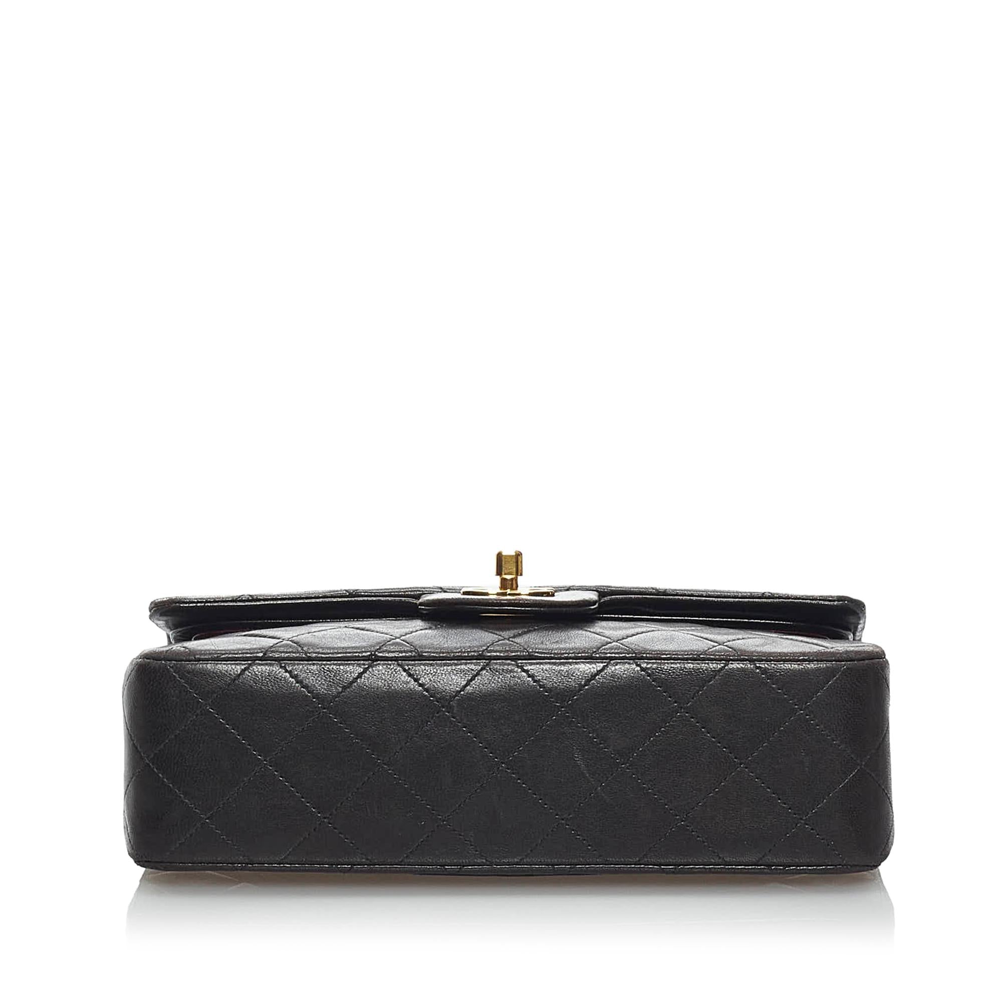 Chanel Small Classic Lambskin Leather Double Flap Bag (SHG-34199)