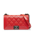 Chanel Small Lambskin Double Stitch Boy Flap