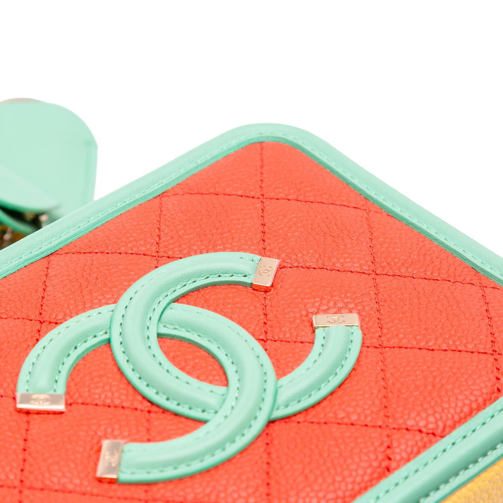 Chanel Small Tricolor Caviar CC Filigree Vanity Case