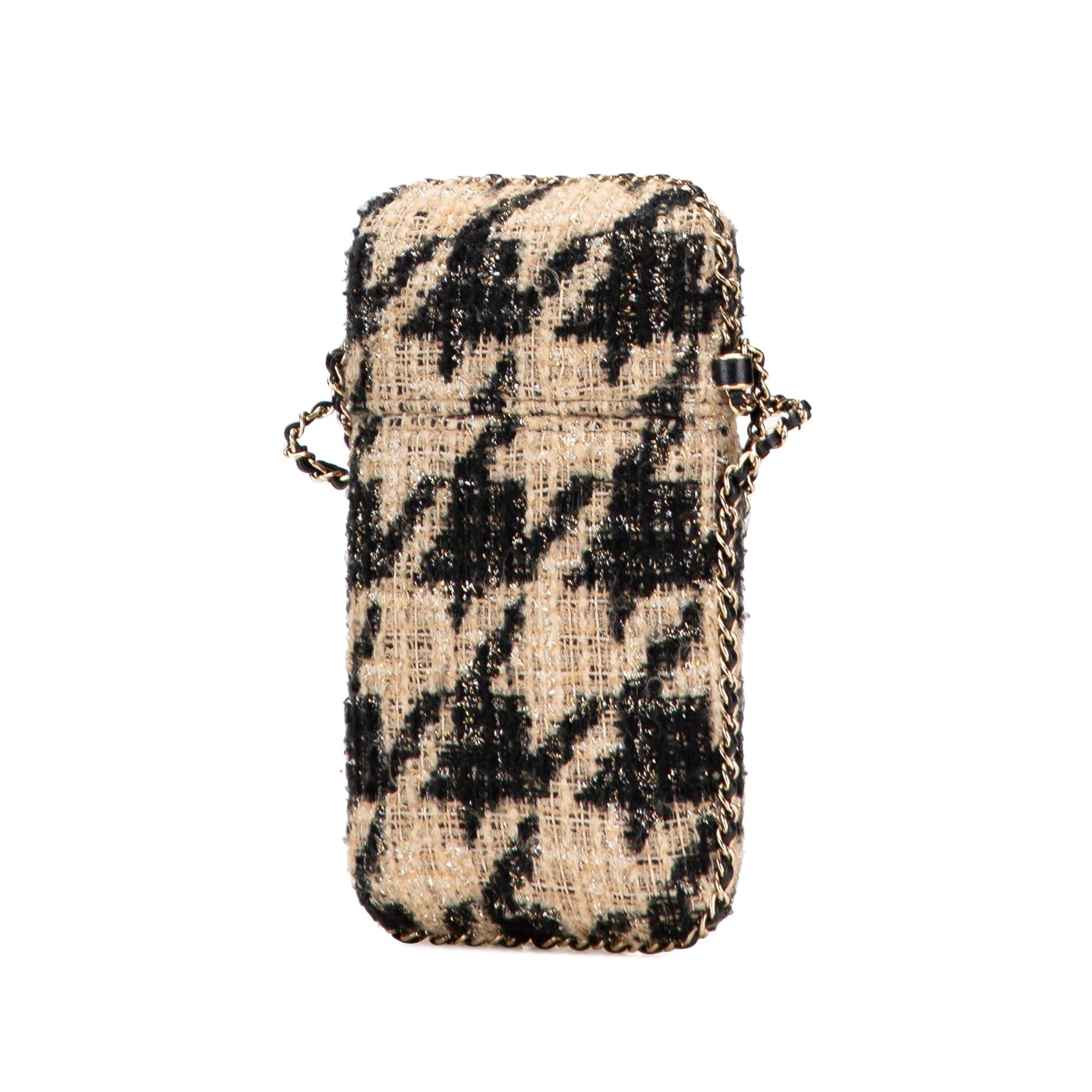Chanel Tweed Chain Around Phone Holder