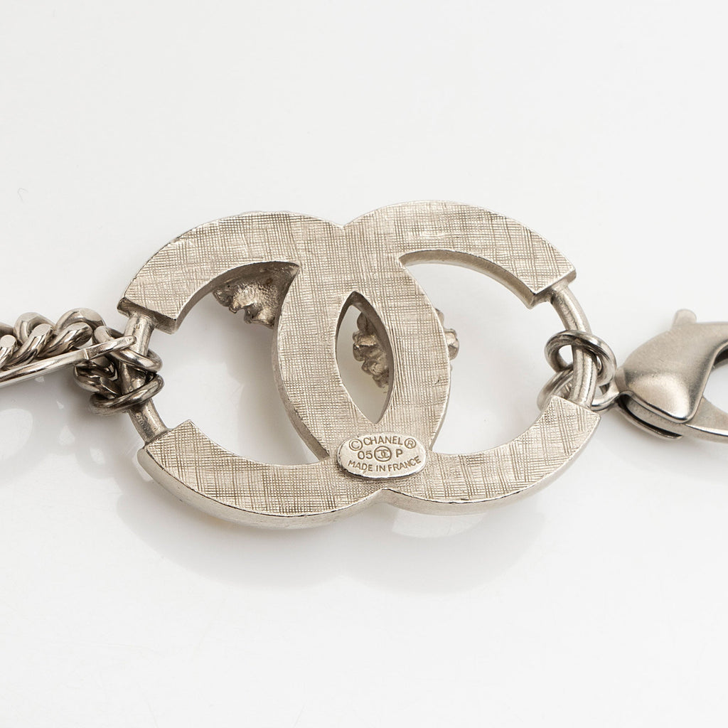 Chanel Vintage Crystal Pearl Chain Flower Belt