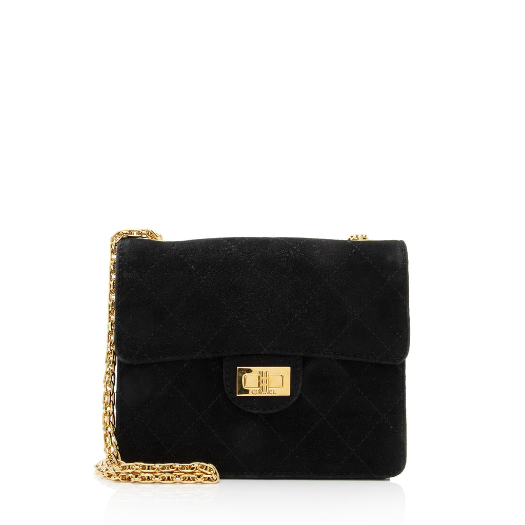 Chanel Vintage Quilted Suede Mademoiselle Bijoux Chain Mini Flap Bag (SHF-23077)