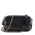 Chanel Black Aged Calfskin Quilted Small Gabrielle Clutch With Chain