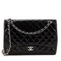 Chanel Black Patent Quilted Jumbo Single Flap