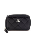 Chanel Black Quilted Lambskin Zip Around Coin Purse Wallet
