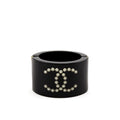 Chanel Black Resin Pearl CC Bangle Cuff