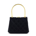 Chanel Black Satin Vintage Quilted Frame Evening Bag