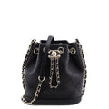 Chanel Black Stitched Calfskin Mini Drawstring Bag GHW