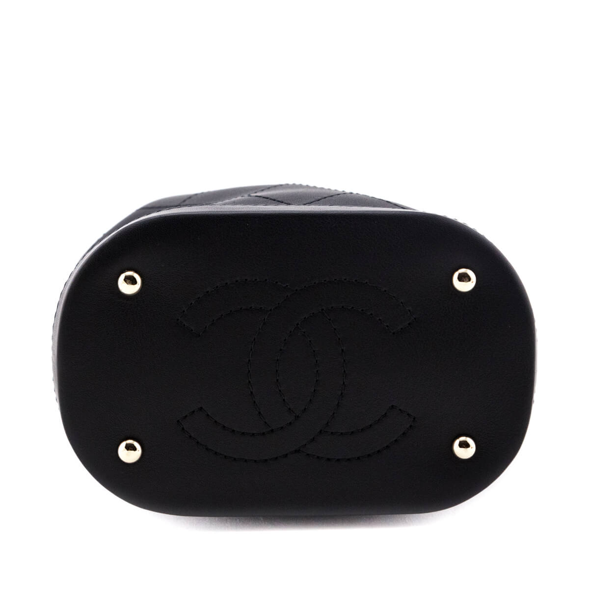 Chanel Black Stitched Calfskin Mini Drawstring Bag GHW