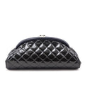 Chanel Black Striped Patent Quilted Timeless Clutch