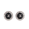 Chanel Black & Crystal CC Stud Earrings