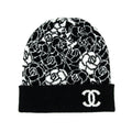 Chanel Black & White Cashmere Camellia Beanie