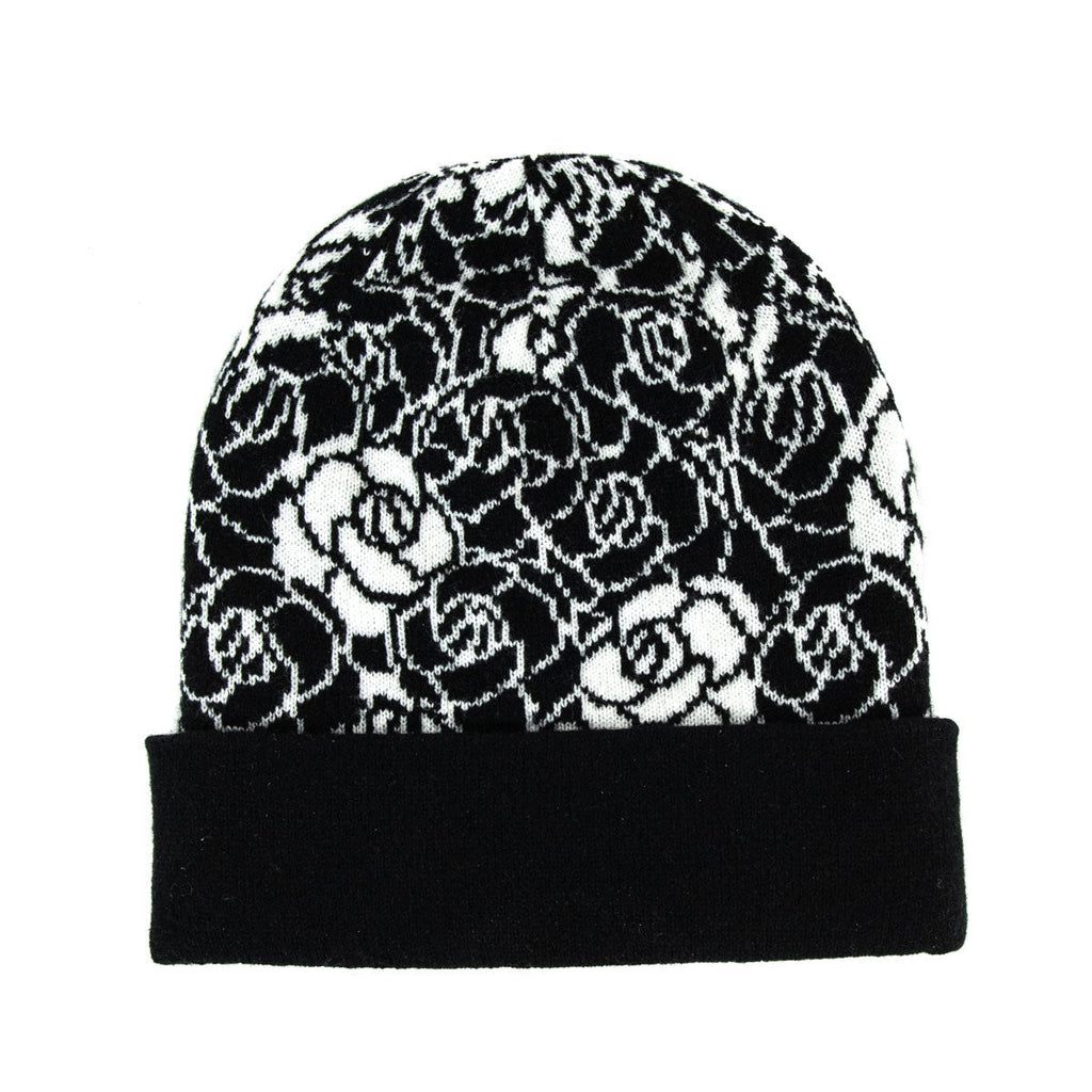Chanel Black & White Cashmere Camellia Beanie