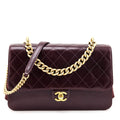 Chanel Burgundy Calfskin Quilted Small Straight Lined Flap Bag