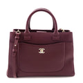 Chanel Burgundy Grained Calfskin Small Neo Executive Shopper Tote