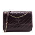 Chanel Burgundy Lambskin Quilted Coco Vintage Jumbo Flap