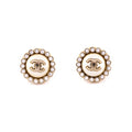 Chanel Faux Pearl CC Stud Earrings