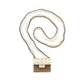 Chanel Gold-Tone & Faux Pearl Chain Flap Bag Long Necklace