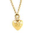 Chanel Gold Strass Heart Pendant Necklace