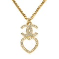 Chanel Gold & Strass CC Heart Pendant Necklace