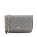 Chanel Gray Caviar Quilted Wallet on Chain WOC