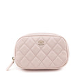 Chanel Light Pink Caviar Quilted Small Curvy Pouch Cosmetic Case