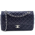 Chanel Navy Quilted Lambskin Medium Soft Double Flap Bag