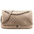 Chanel Pale Gold Metallic Calfskin Quilted XXL Travel Flap Bag