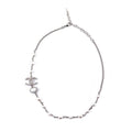 Chanel Silver Faux Pearl CC Necklace